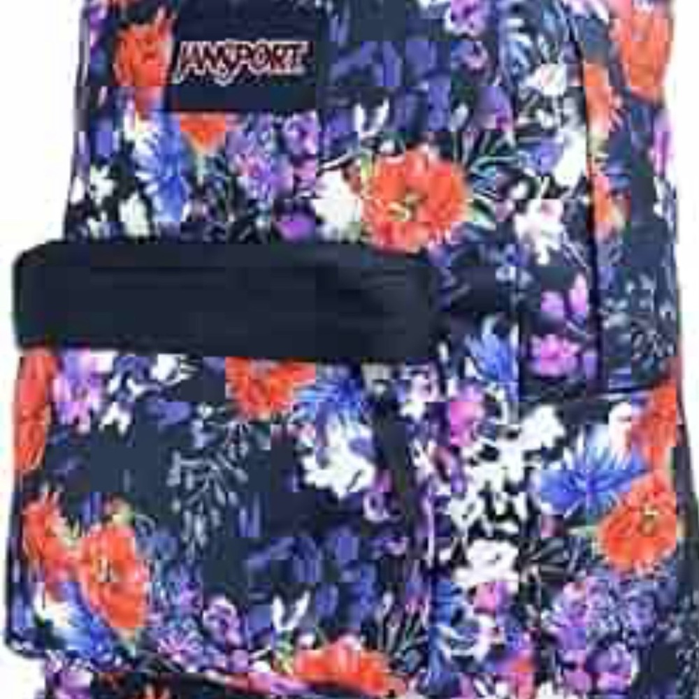 Jansport Floral Backpack with Red and Purple Accents - Picture 1 of 4